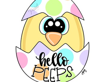 DIGITAL TEMPLATE: Easter Chick Peeps Easter Egg Door Hanger Template