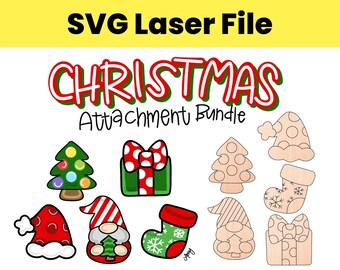 SVG Laser File Christmas Mini Attachment Bundle Holiday Seasonal Door Hanger Attachments Porch Sign Attachments