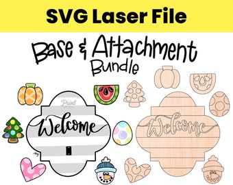 SVG — Laser Ready SVG Digital Template Interchangeable Base and Attachment Bundle Door Hanger