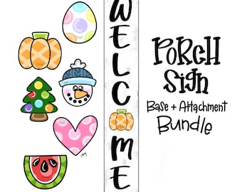 DIGITAL TEMPLATE: Porch Sign Base and Attachment Door Hanger Bundle with Lettering Template