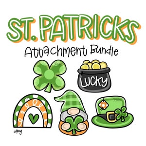 DIGITAL TEMPLATE: St Patricks Mini Attachment Bundle Lucky Leprechaun Clover Door Hanger Template