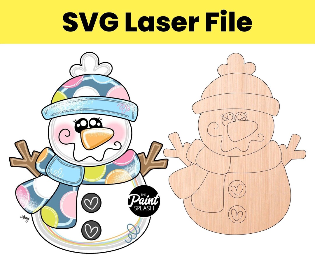 SVG Laser File Snowman Winter Colorful Snow Christmas Door Hanger ...