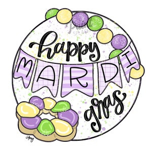 DIGITAL TEMPLATE: Mardi Gras Party Door Hanger Template