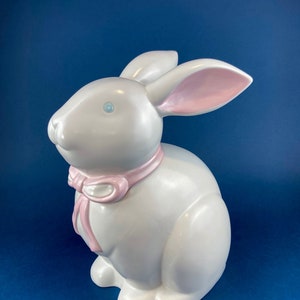 Extra Large Bunny Cookie Jar. Rabbit with Pink Bow and Ears. Kitchen Storage Canister or Kids&#39; Room Decor. Easter Celebration. Gift for Mom