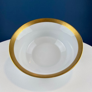 White and Gold Sango Porcelain, Georgetown Bowl. Wedding Band Pattern Porcelain Serving Dish.  Wedding Gift.