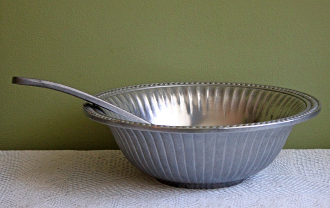 Wilton Armetale Bowl and Salad Spoon. Serving Bowl With Spoon Etsy