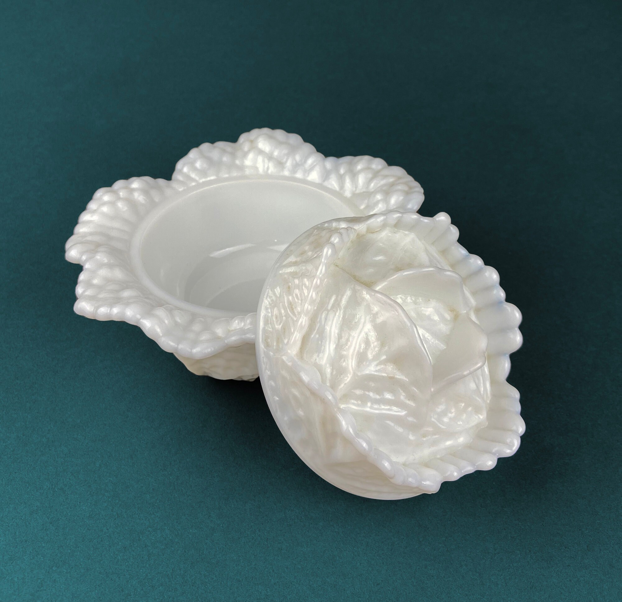 Milk Glass Cabbage Shaped Dish. Westmoreland Bowl With Lid. Etsy