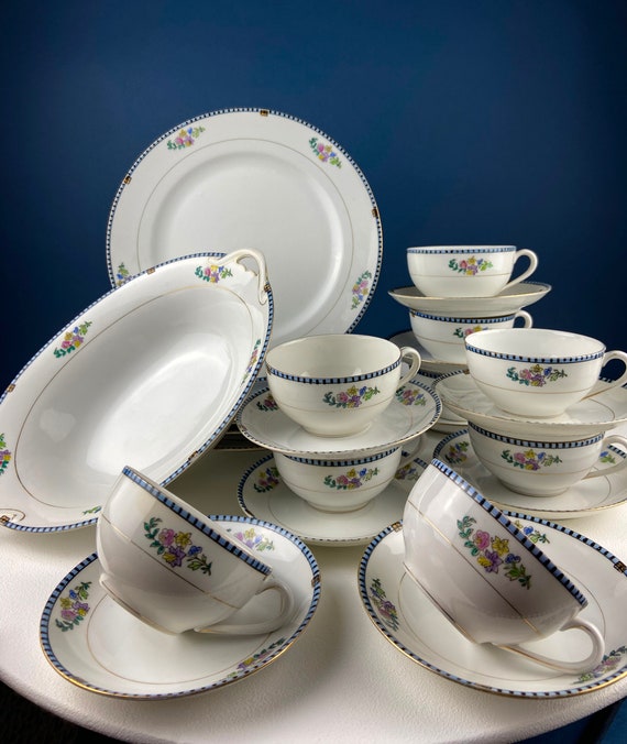Vajilla Noritake. Diseno estadounidense Sheridan. 4 platos llanos tazon ovalado grande para servir 8 tazas y platillos. Aspecto minimalista clasico. Etsy Espana