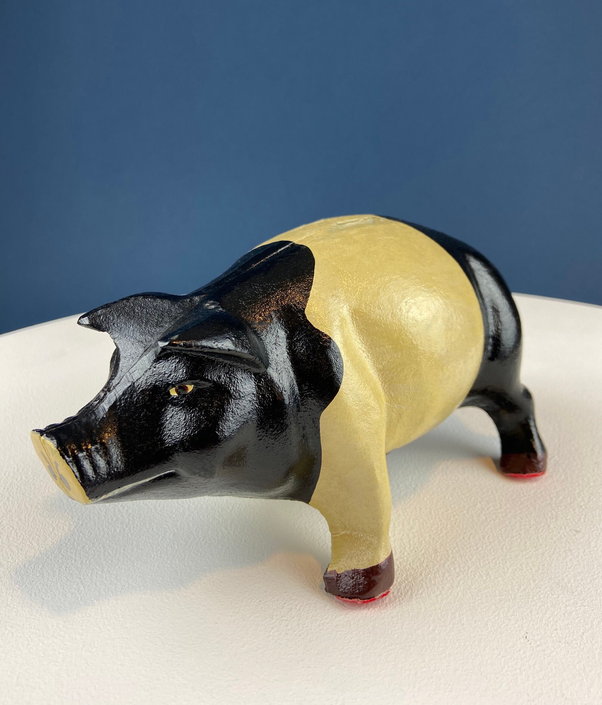 Vintage Cast Iron Piggy Bank: Black & White Metal Pig Coin Bank - Etsy