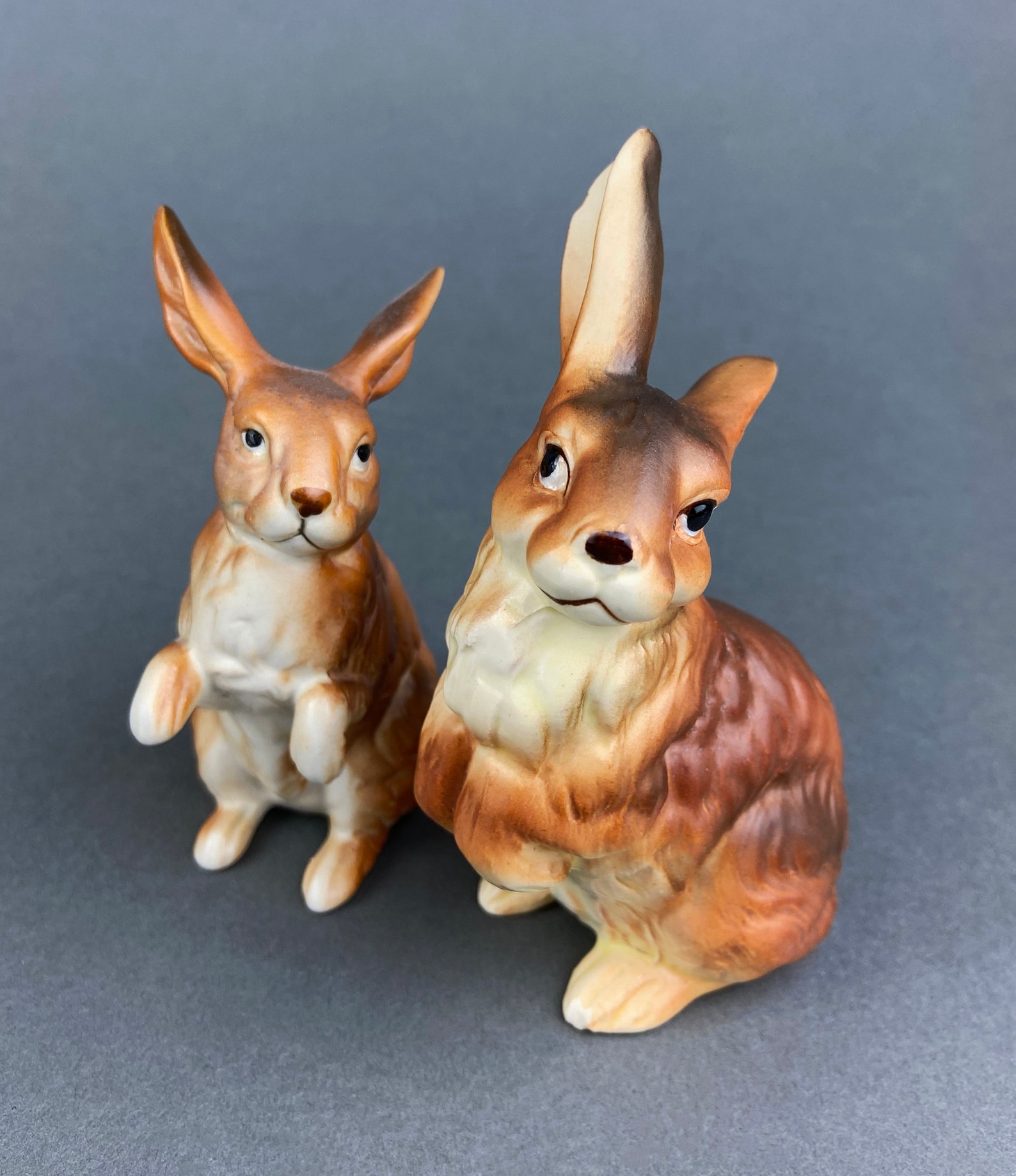 Vintage Bunny Figurines. Pair of Hand Painted Porcelain Etsy