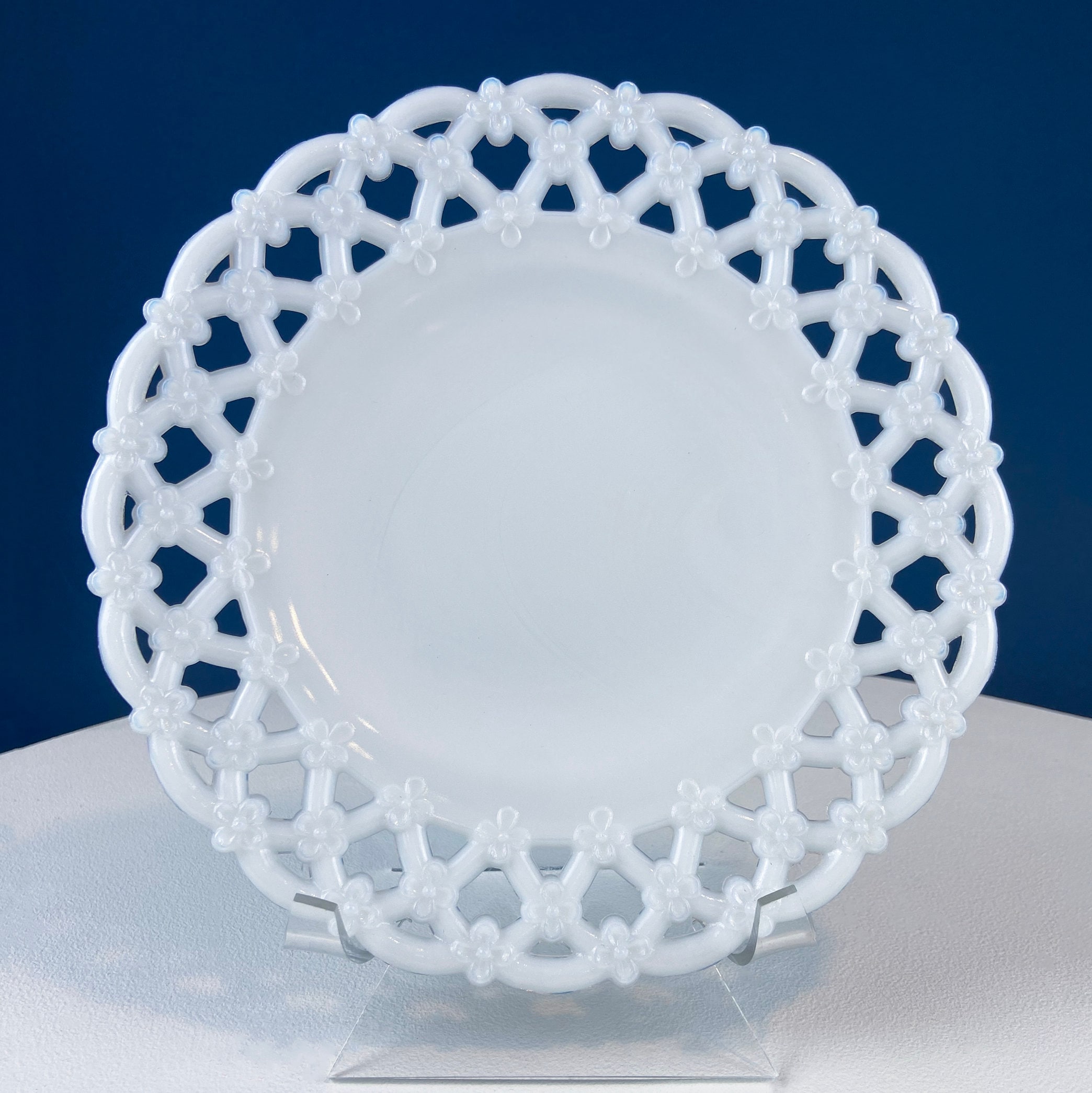 Vintage Westmoreland Milk Glass Plate With Reticulated Edge. White