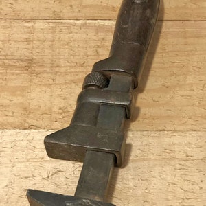 Antique OPI & PRY Craft Man Wrench.  Collectible Manual Tool with Wooden Handle. Gift for Him for Christmas.