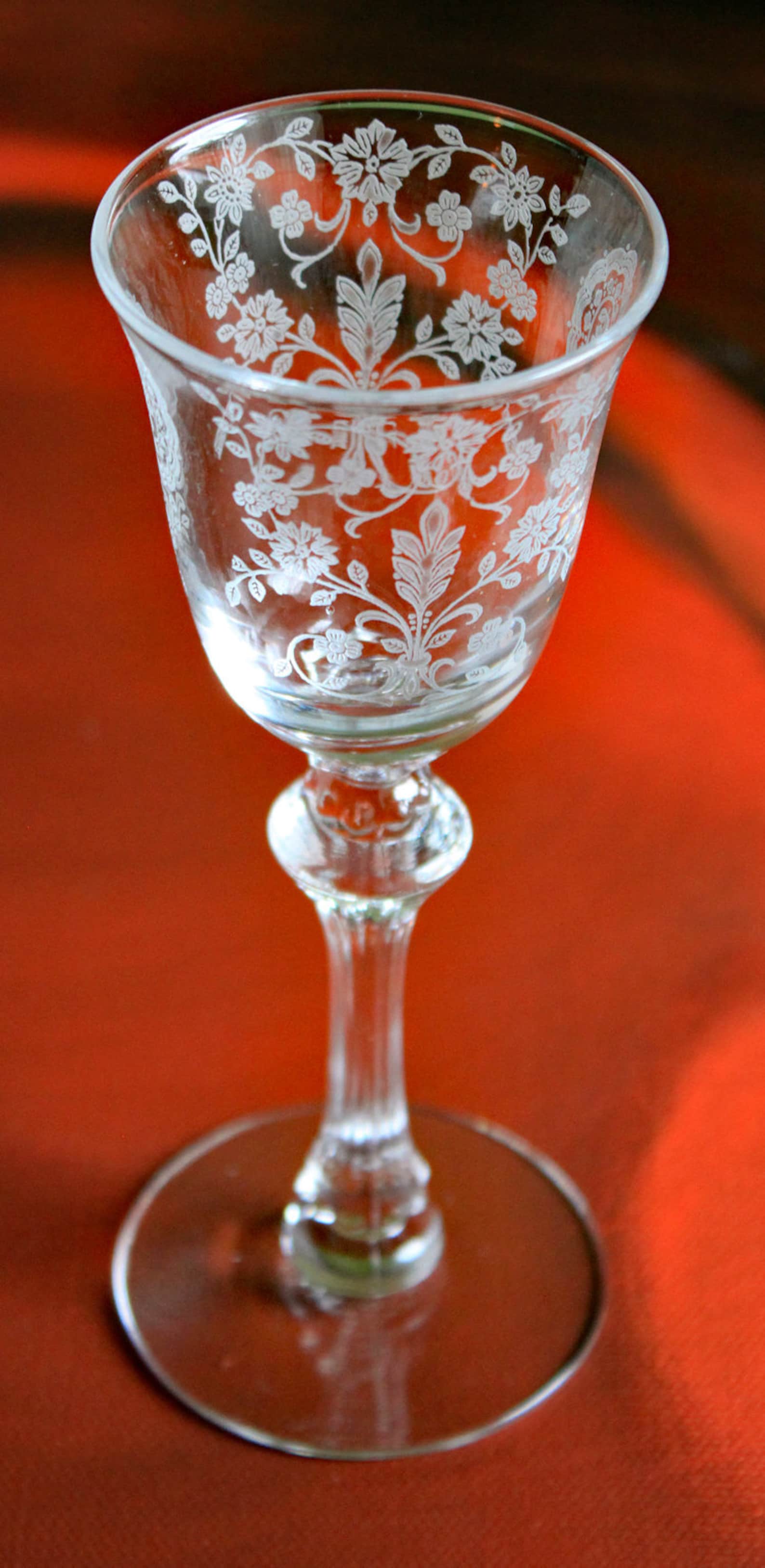 Vintage Fostoria Crystal Glasses. Etched Floral Pattern Wine Etsy