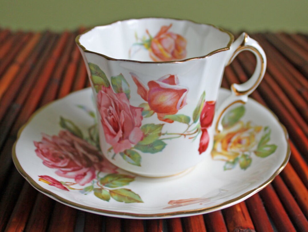 薔薇一輪 BONE CHINA Teacup and Saucer Set by Hammersley Bone China - Margaret Rose