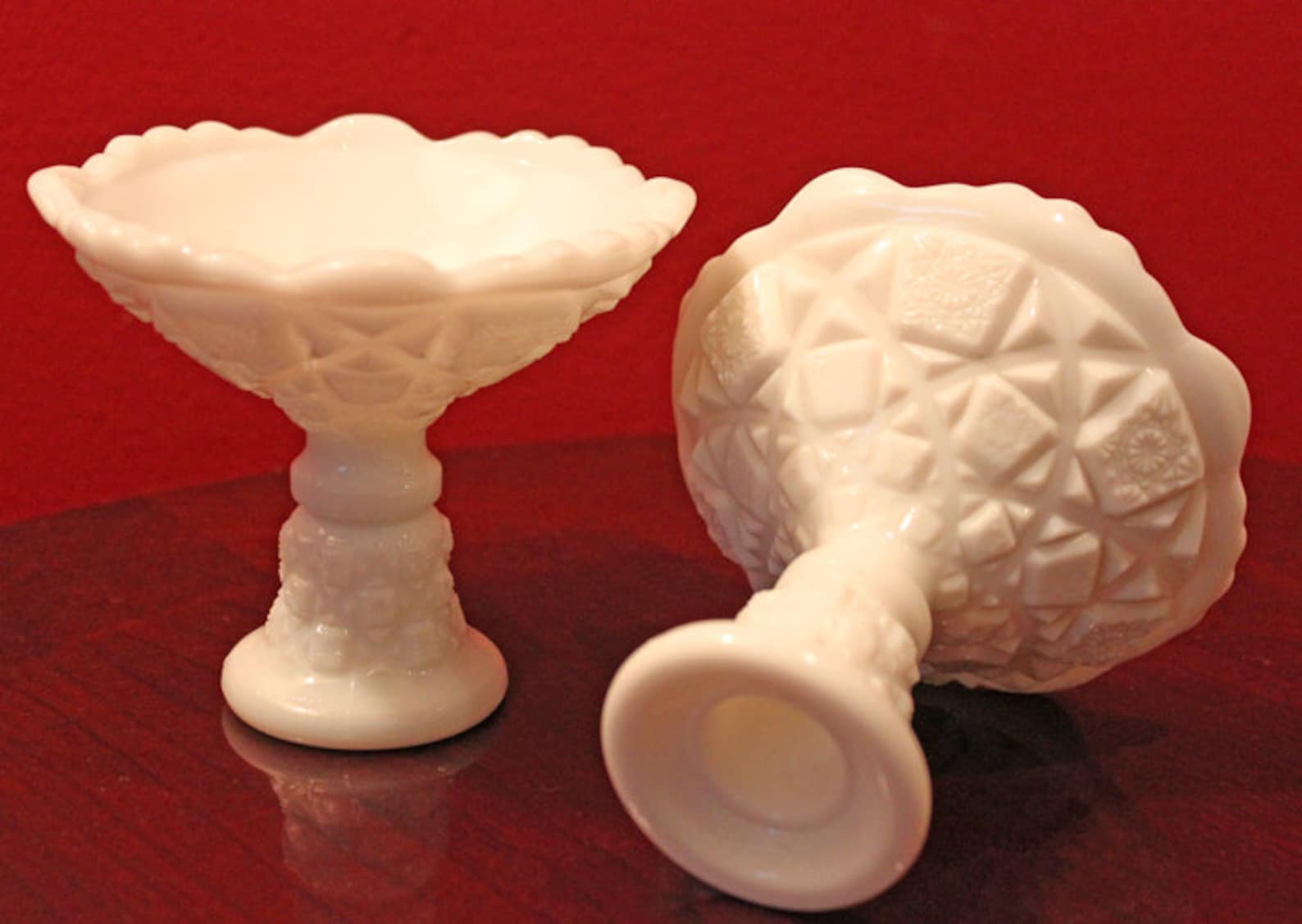 Westmoreland Pair Milk Glass Candle Holders Reversible to Etsy