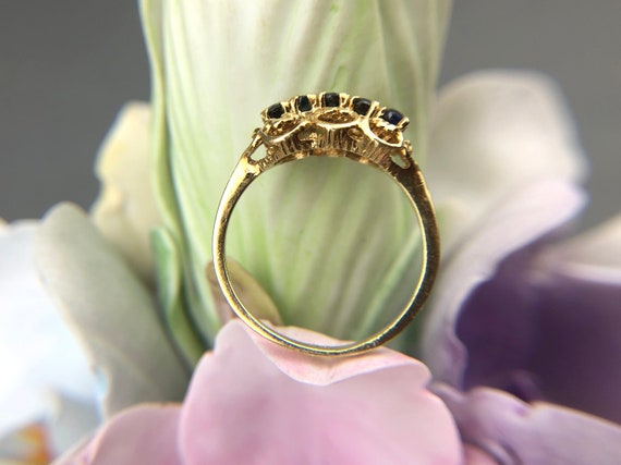 Vintage 14k Gold Sapphire Filigree Ring. Elegant … - image 6