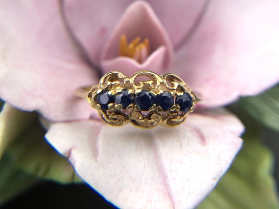 Vintage 14k Gold Sapphire Filigree Ring. Elegant … - image 5