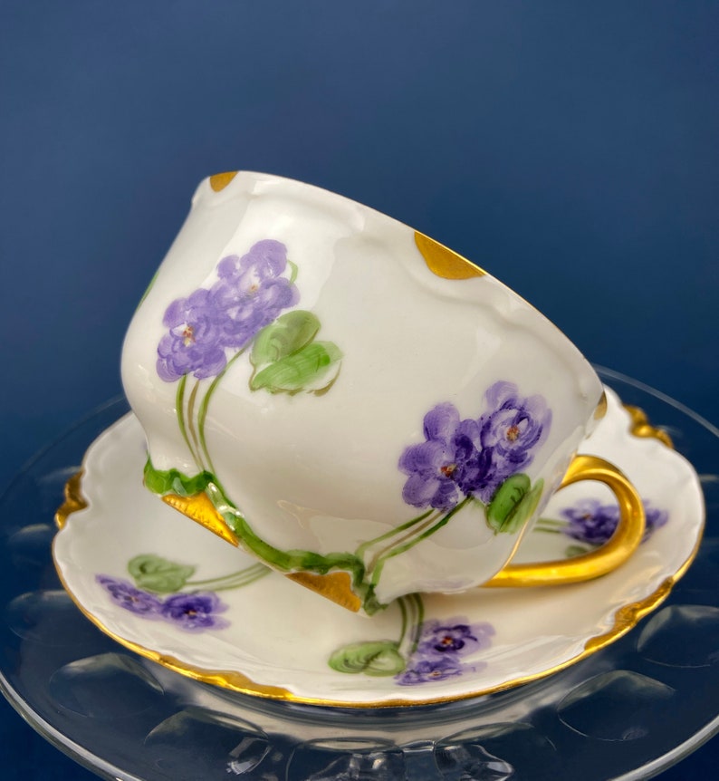 Antique Limoges Tea Cup and Saucer. Handpainted Porcelain by Etsy