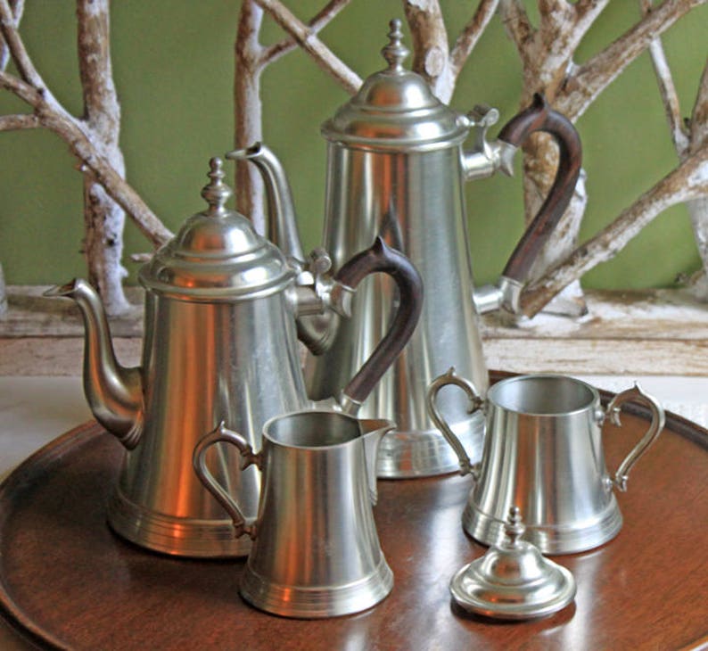 Vintage Pewter Serving Set. Teapot /coffee Pot / Creamer / Etsy