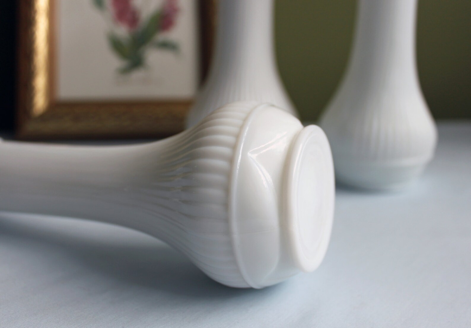 Milk Glass Vase for Floral Arrangements. Small Vase With Thin Etsy