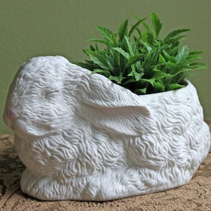 Porcelain Bunny Plant Pot Holder Sleeping Bunny Planter