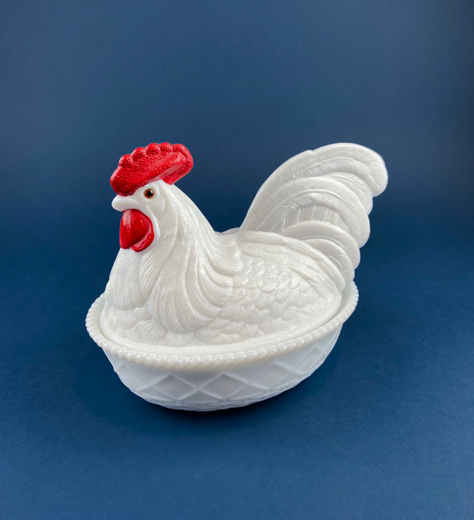 Milk glass rooster sales