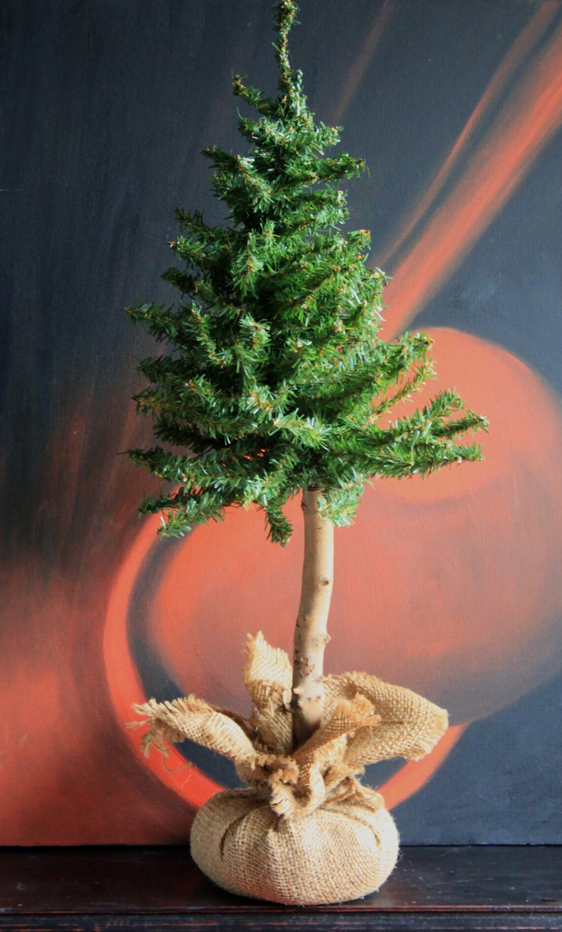 Faux Christmas Tree in Burlap. Rustic Style Tree. Etsy