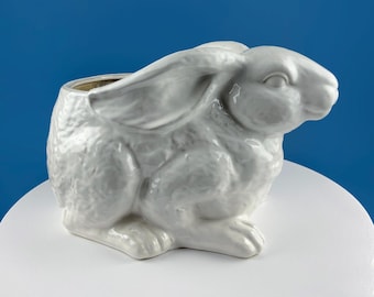 Large Rustic Ceramic Bunny Rabbit Planter for Outdoor Indoor Use. Home Garden Decor. Animal Lovers. Modern Farmhouse.