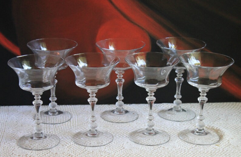 Vintage Etched Champagne Glasses With Paneled Bowls. Etsy