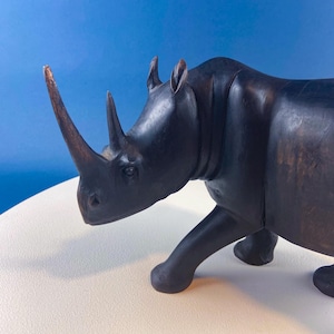 African Rhino Carved Wood Sculpture. Figurine for Animal & Safari Lovers. Wildlife Statue. Gift for Him, Dad, Friend. Ethnic Art Home Decor.