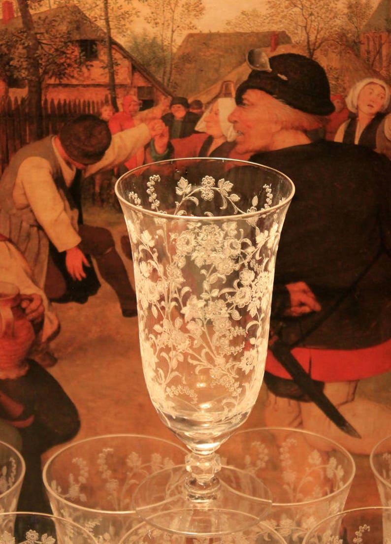 Fostoria Crystal Iced Tea Glasses. Florentine Pattern Iced Etsy