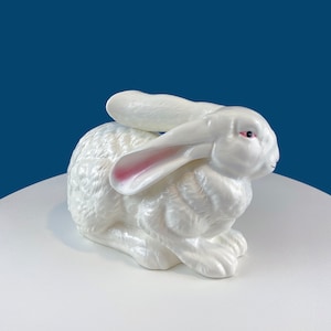 XL White Ceramic Hare Figurine. Cute Rabbit Statue with Long Ears. Table Centerpiece. Easter Spring Celebration. Modern Farmhouse.