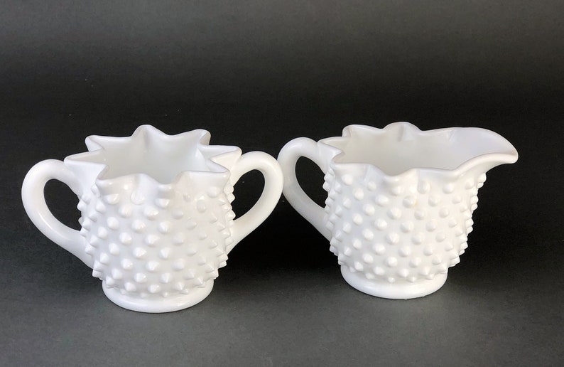 Milk Glass Creamer and Sugar Bowl With Star Shaped Rims and Etsy