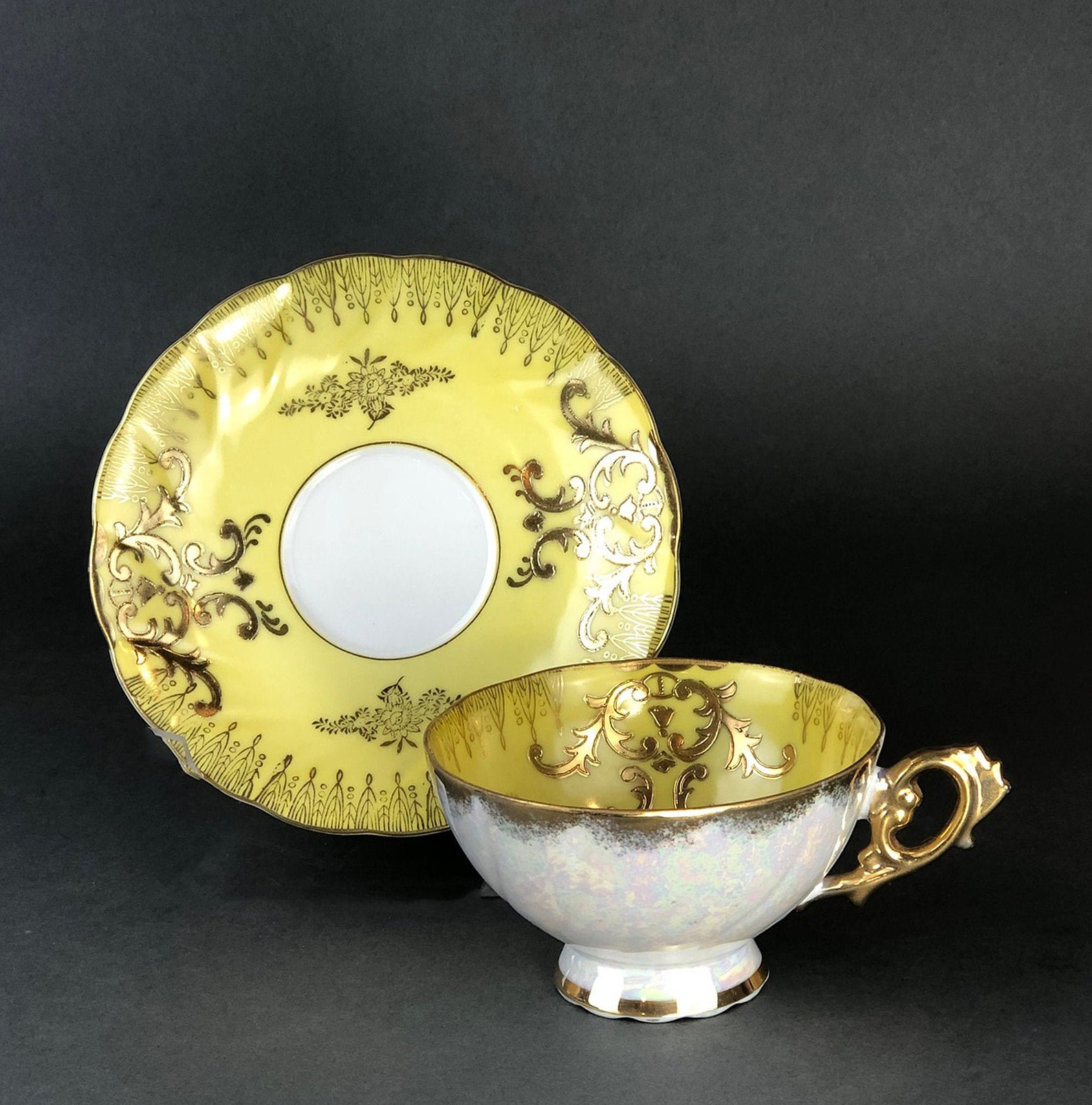 Antique Cup and Saucer Set by Royal Sealy China Japan. Yellow Etsy