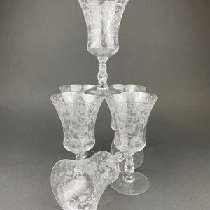 Chantilly by Cambridge Wine Glasses. Juice/Water/Wine Goblets. Set of Six Crystal Stemware. Vintage Collectible Glasses. image 2