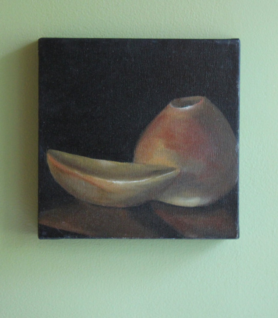 Still Life Original Oil Painting of Clay Vase and Bowl ...