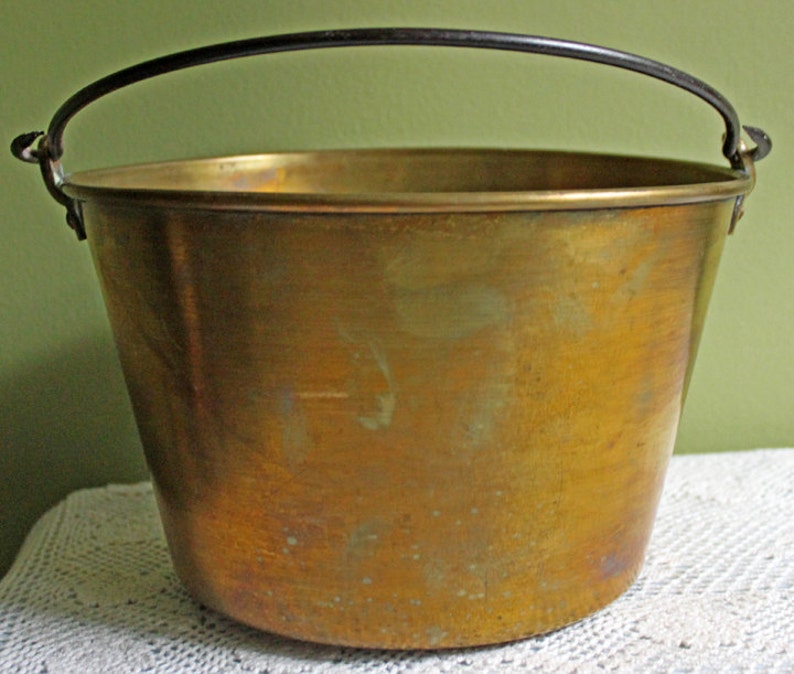 Vintage Copper Bucket with Wrought Iron Handle. Small Rustic Etsy