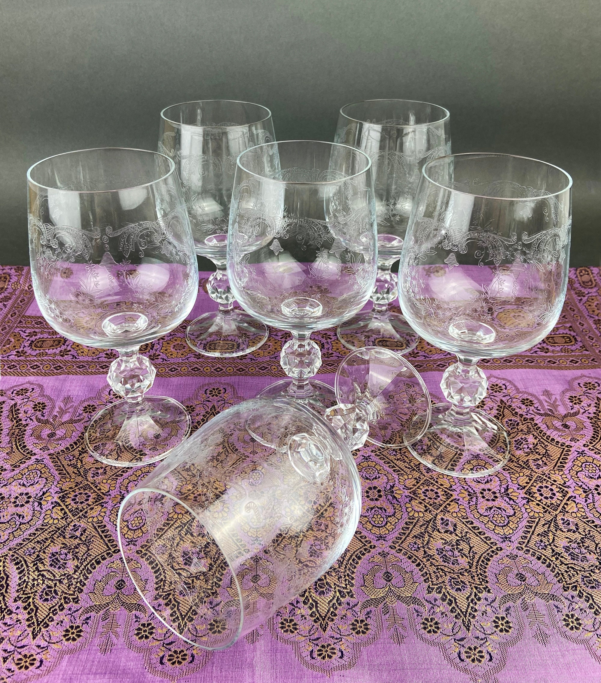 Bohemia Crystal Crystalex Queen's Lace Wine Glasses