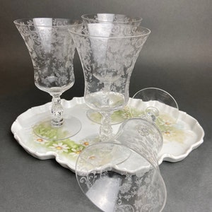 Chantilly by Cambridge Wine Glasses. Juice/Water/Wine Goblets. Set of Six Crystal Stemware. Vintage Collectible Glasses. image 9