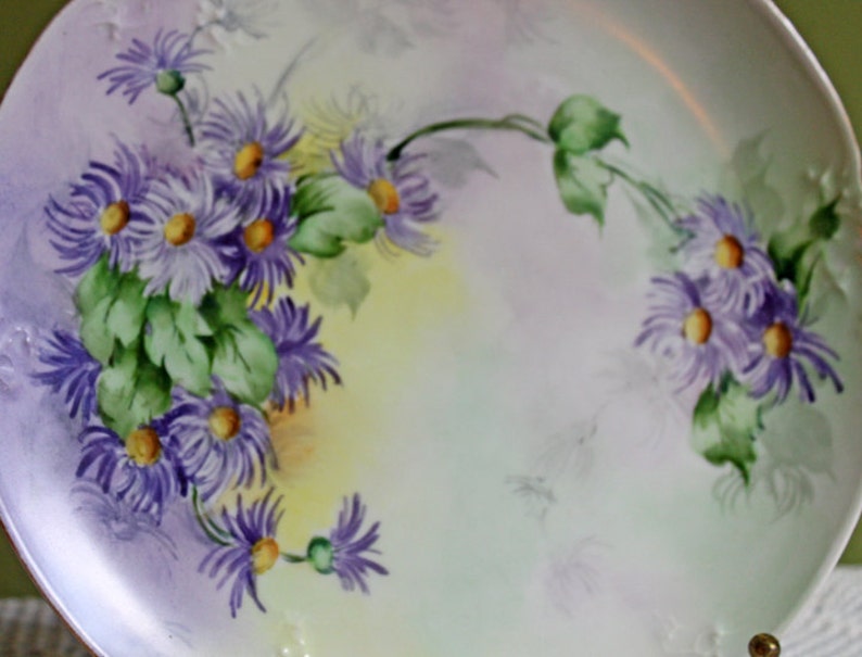 Plate Made in Austria. Hand Painted Display Plate Antique Decorative Plate Porcelain Plate with Chrysanthemums