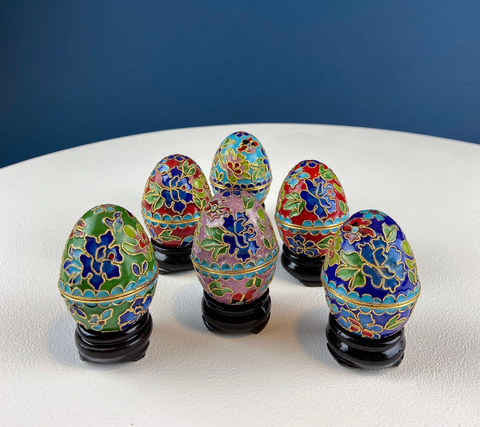 WEB限定カラー Set Eggs. Cloisonne Multicolored of Stands and Eggs Six その他