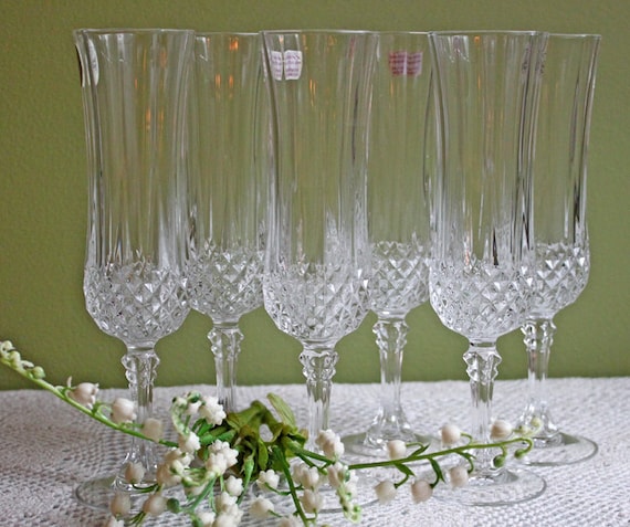 Vintage Bleikristall Champagnerkelche, D'Arques Paris, 6er Set