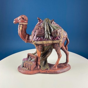 Large Standing Nativity Camel by Atlantic Mold, 1972. Vintage Brown Camel. Christmas Decor. Traditional Holiday Display. Gift for Him Her.