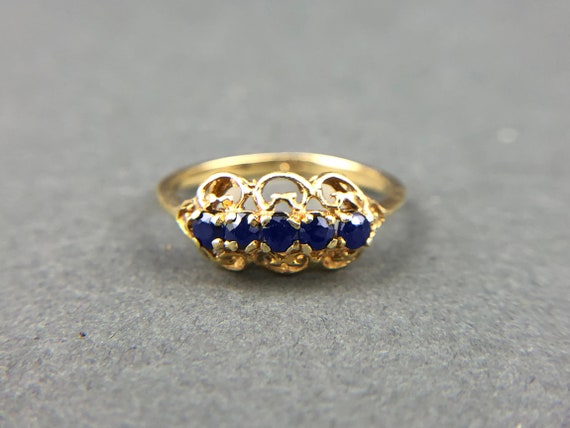 Vintage 14k Gold Sapphire Filigree Ring. Elegant … - image 3
