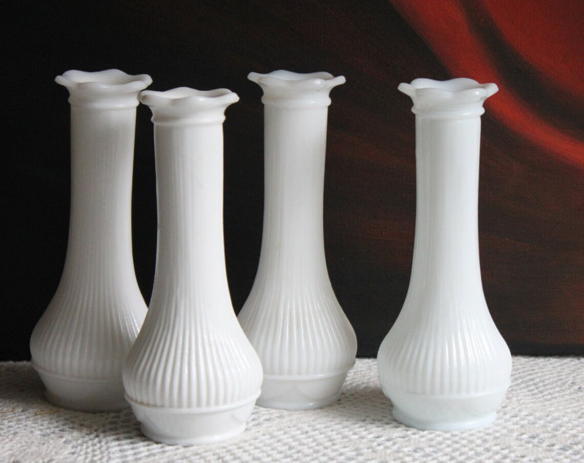 Milk Glass Vases for Flower Arrangements. Set of Four Vases Etsy