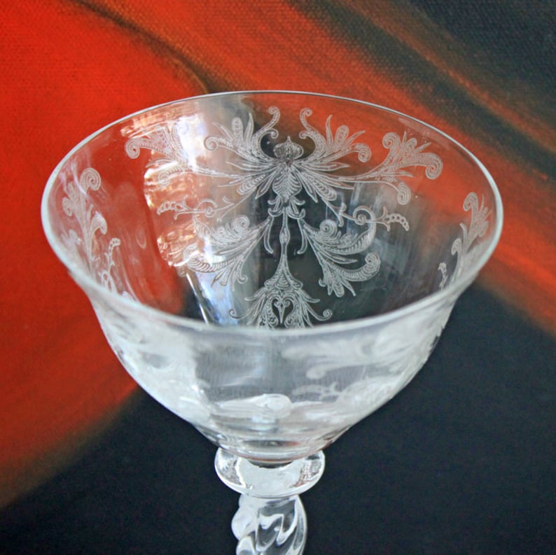 Juice Stemmed Glasses. Tiffin Franciscan Byzantine Pattern. Etsy