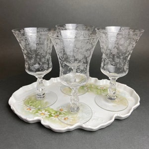 Chantilly by Cambridge Wine Glasses. Juice/Water/Wine Goblets. Set of Six Crystal Stemware. Vintage Collectible Glasses. image 8