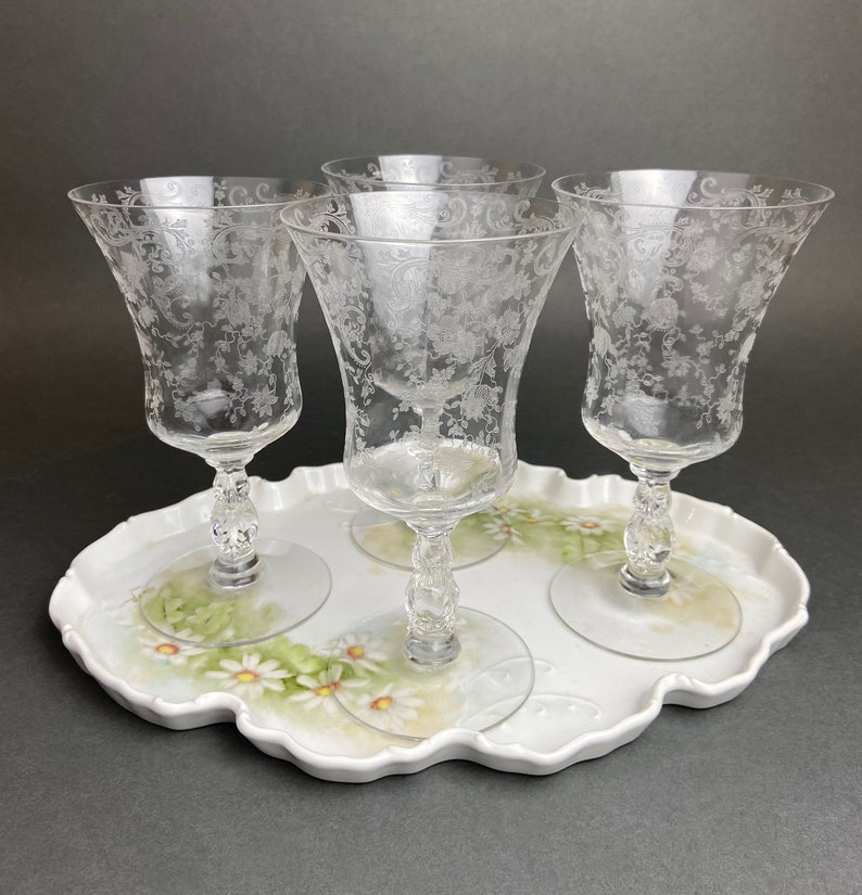 Chantilly by Cambridge Wine Glasses. Juice/Water/Wine Goblets. Set of Six Crystal Stemware. Vintage Collectible Glasses. image 8