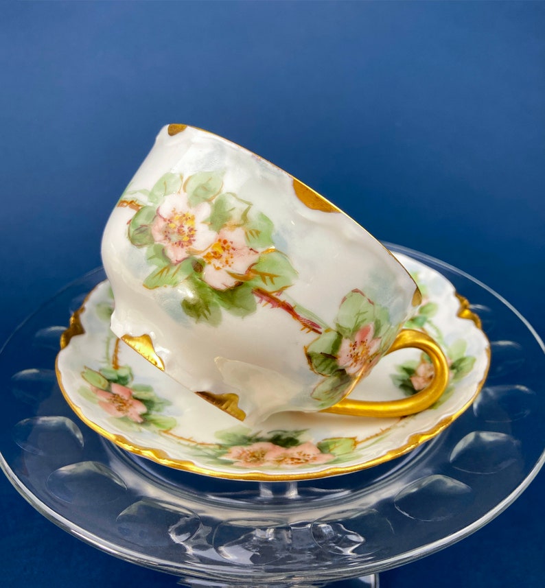 Antique Limoges Tea Cup and Saucer. Handpainted Porcelain by Etsy