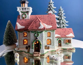 Illuminated Porcelain Christmas Village House. Harborside Village. Limited Edition. O'Well. Night Light. Home or Retail Display.